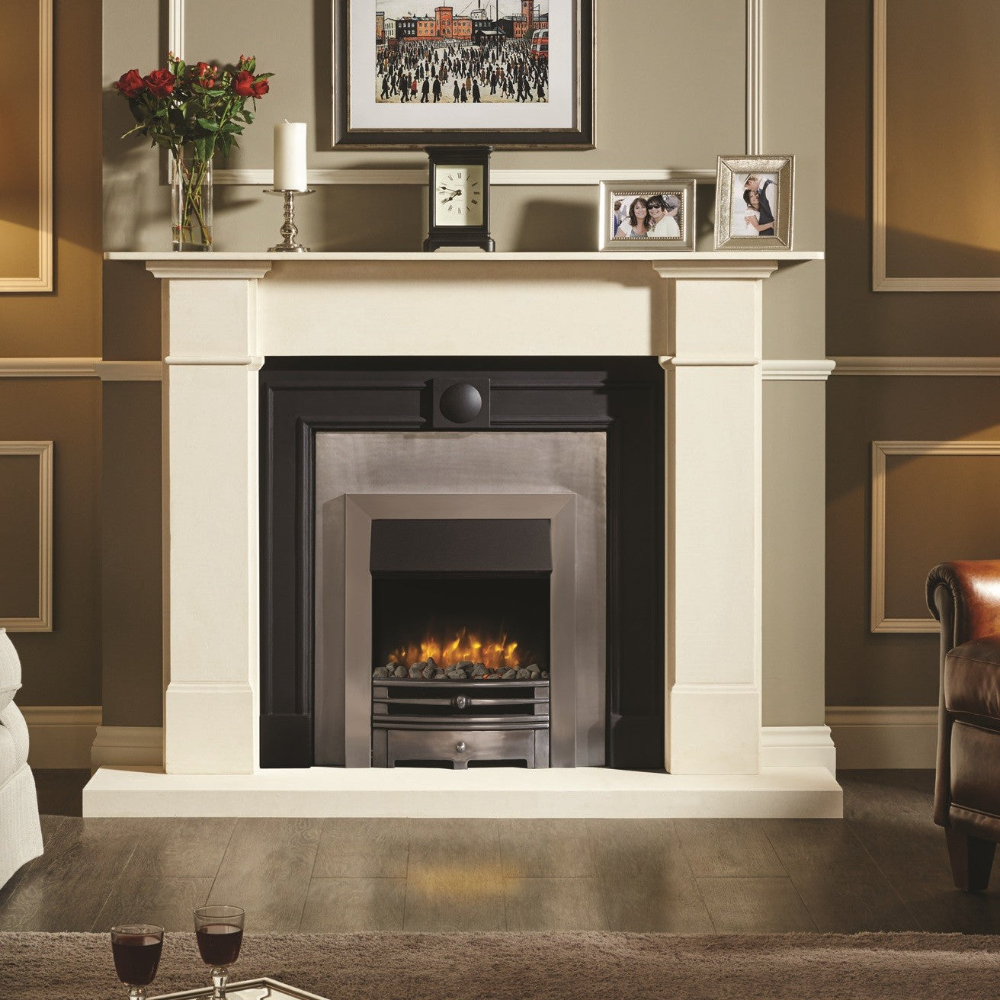 Gazco Logic2 Control Type Electric Fire with Brushed Steel Frame & Chartwell Front