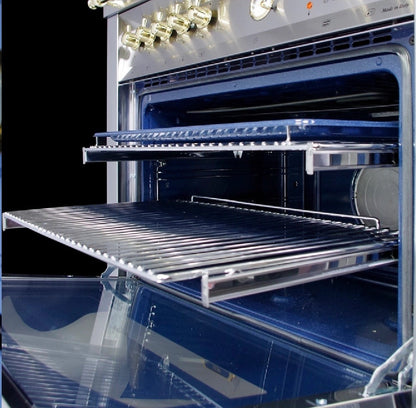 Extended Oven Rails on the Lofra Professional 120 PG 126SMFE+DMFT 2AEO Gas Dual Fuel Range Cooker 120cm