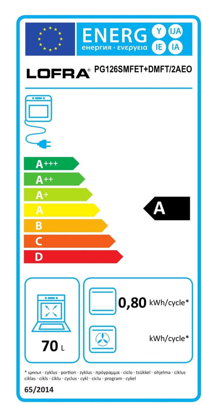 Energy Label on Lofra Professional 120 PG 126SMFE+DMFT 2AEO Gas Dual Fuel Range Cooker 120cm