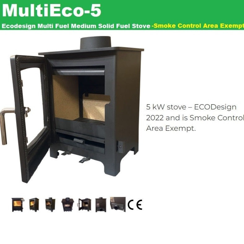 Mi-Flue5 5kW Bundle Solid Fuel Stove and 5" Chimney Lining Kit Multi Fuel