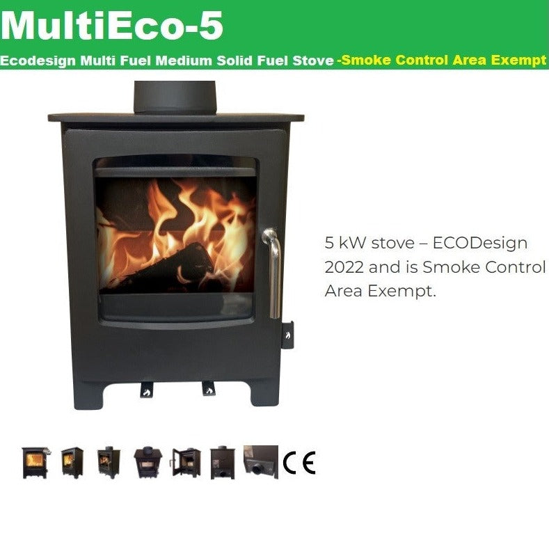 Mi-Flue5 5kW Bundle Solid Fuel Stove and 5" Chimney Lining Kit Multi Fuel