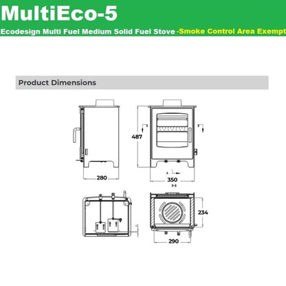 4kw Solid Fuel Multi Fuel Stove & Flue Bundle Compact Small City MultiEco4 Bundle