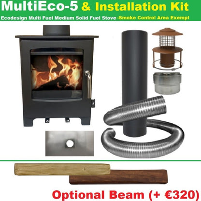 Mi-Flue5 5kW Bundle Solid Fuel Stove and 5" Chimney Lining Kit Multi Fuel