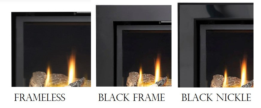 Series 6000 Deluxe HE Gas Fire Black Nickle Frame Black Glass Inners & Non Reflective Glass