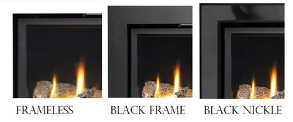 Series 6000 Deluxe HE Gas Fire Black Nickle Frame Black Glass Inners & Non Reflective Glass