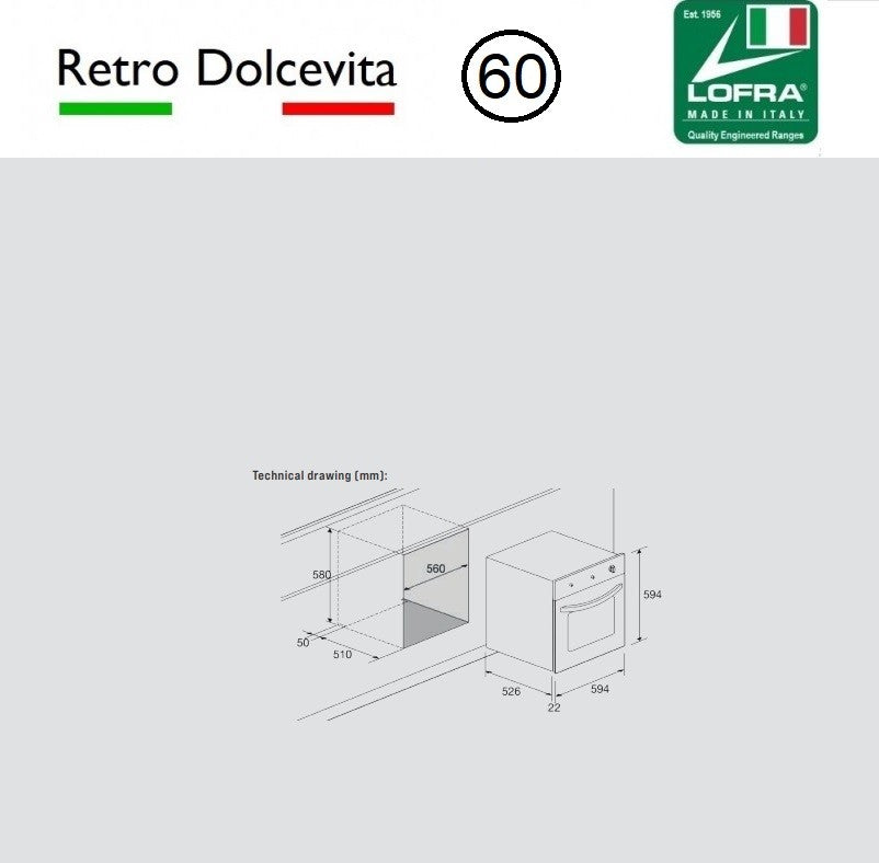 Lofra Dolcevita FRBI-Brass 66ge 60cm Single Fan Assisted Gas Oven 60cm