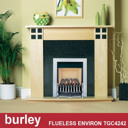 Burley Environ 4242 Chrome Coal Effect Flueless Black Gas Fire