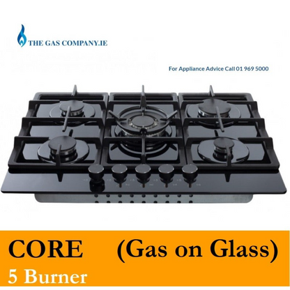 CORE5 5 Burner Black Glass Gas Hob