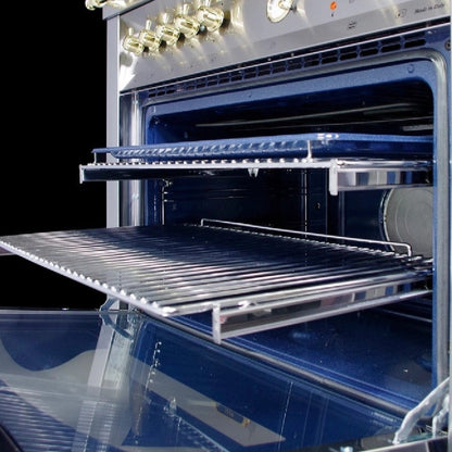 Slider Rails on Lofra Professional 120 PBI 126SMFE+DMFT 2AEO Gas Dual Fuel Range Cooker White 120cm