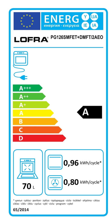 Energy Label Lofra Professional 120 PBI 126SMFE+DMFT 2AEO Gas Dual Fuel Range Cooker White 120cm