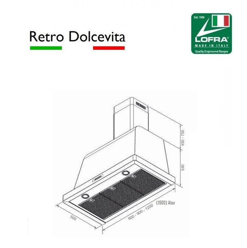 Lofra Dolcevita Cooker Hood Extractor Fan (Mutiple Size & Colour Options)