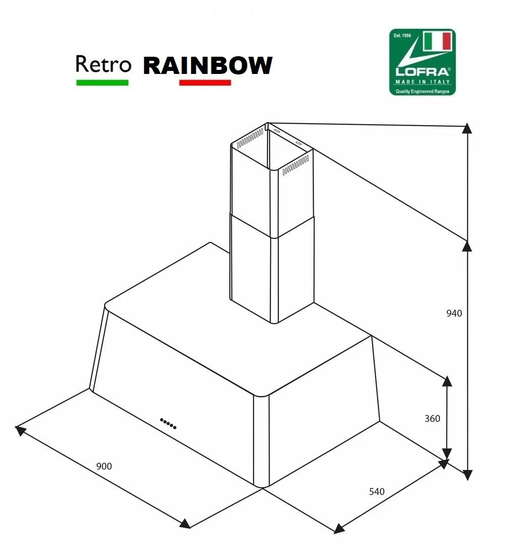 Lofra Rainbow 90cm Cooker Hood Extractor Fan (Multiple Colour Options)