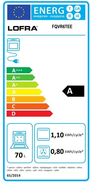 Energy Label Lofra Gemma FQS 6TEE Touch Control Built In Multi Function Electric Single Oven 60cm