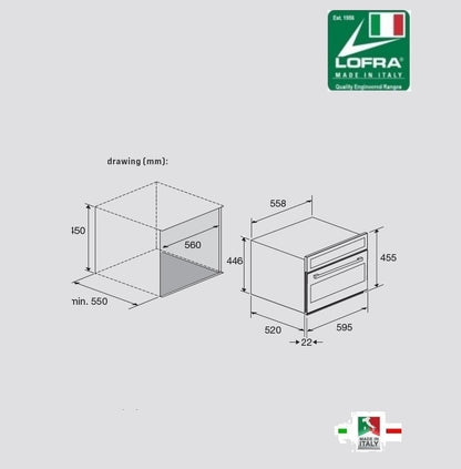 LOFRA Dolcevita FMRS 66ME Steel Microwave Combi Oven 1000w  H45cm W60cm