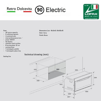 LOFRA Dolcevita FR-99ee 90cm Wide Built In Electric Multi Function Oven