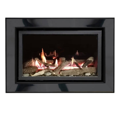 Series 6000 Deluxe HE Gas Fire Black Nickle Frame Black Glass Inners & Non Reflective Glass