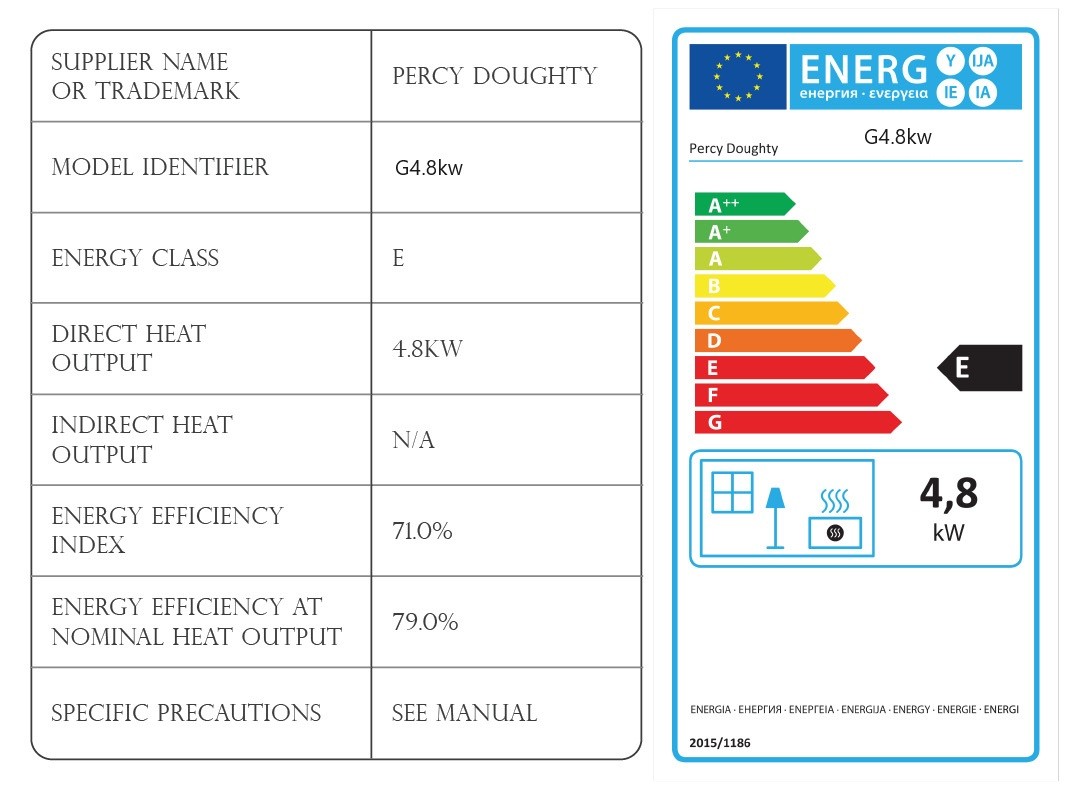 Penmann Conventional Flue Natural Gas Log Effect Gas Stove - Matt Black with Traditional Legs