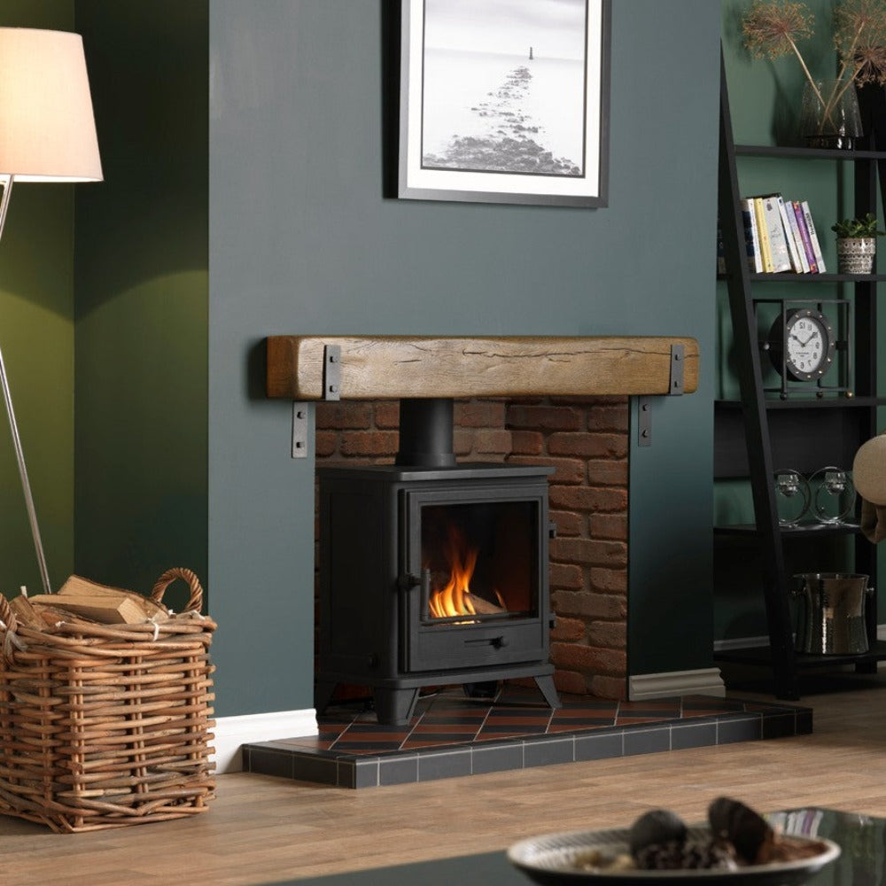 Penmann Conventional Flue LPG Log Effect Gas Stove - Matt Black with Traditional Legs