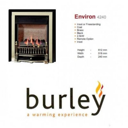 Burley Environ 4240 Coal Effect Flueless Gas Fire Black & Brass