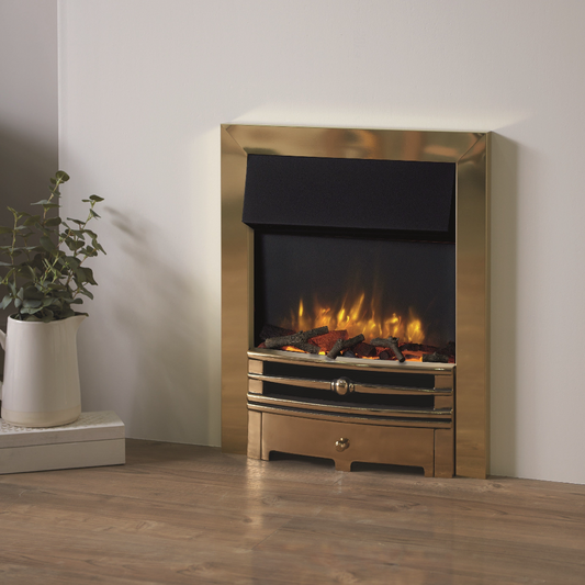 Gazco Logic2 Remote Control Electric Fire with Brass Frame & Chartwell Front