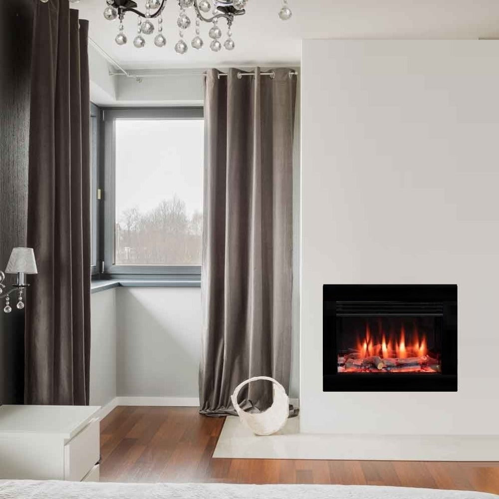 Iconic Viva 530 Log Effect Electric Fire with Black Glass Frame