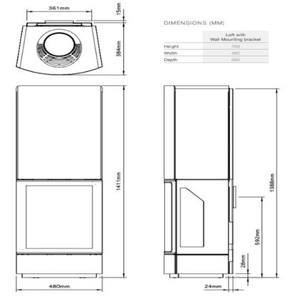 Gazco Loft Balanced Flue Wall Mounted Gas Stove