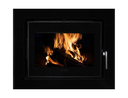 Vitae 5kw Landscape Glass Door Solid Fuel Wood Burner Inset Stove & Flue Bundle (9m Flue Kit)