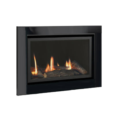 Series 6000 Deluxe HE Gas Fire ,Black Nickle Frame, Black Glass Inners, Non Reflective Glass