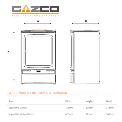 Gazco Vogue Midi Midline Electric Stove