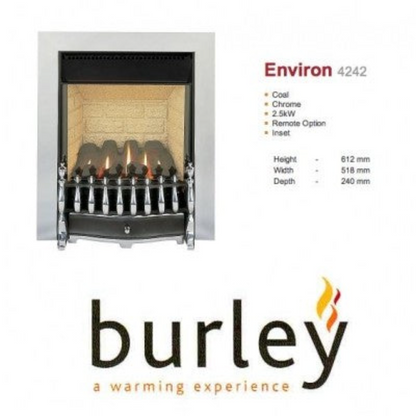 Burley Environ 4242 Chrome Coal Effect Flueless Black Gas Fire