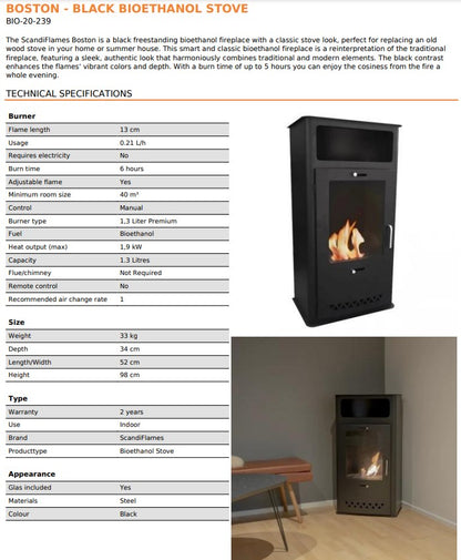 Scandi-Flame Boston Bioethanol Stove