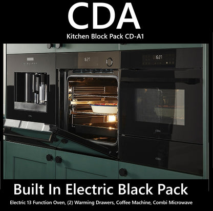 Kitchen Appliance Black Pack,Electric Oven,Coffee Machine,Combi Microwave,2 Drawers.(CD-A1)