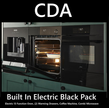 Kitchen Appliance Black Pack,Electric Oven,Coffee Machine,Combi Microwave,2 Drawers.(CD-A1)