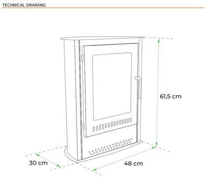 Scandi-FLAME Carson Compact Bioethanol Stove Dimensions