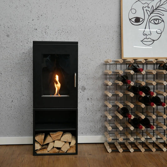 Scandi-FLAME Cheyenne Bioethanol Stove with Log Box