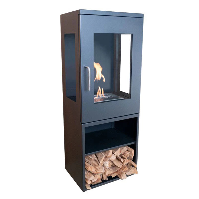 Scandi-FLAME Cheyenne Bioethanol Stove with Log Box