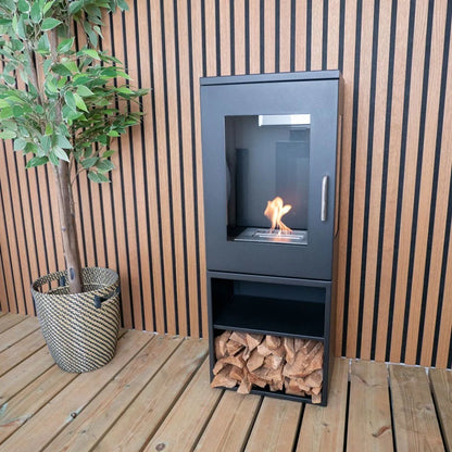 Scandi-FLAME Cheyenne Bioethanol Stove with Log Box