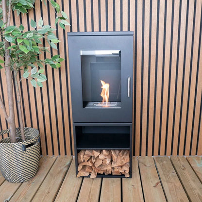 Scandi-FLAME Cheyenne Bioethanol Stove with Log Box