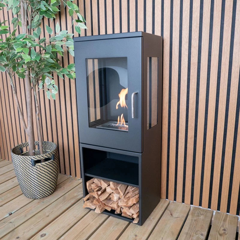 Scandi-FLAME Cheyenne Bioethanol Stove with Log Box