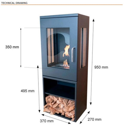 Scandi-FLAME Cheyenne Bioethanol Stove with Log Box