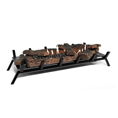 Large 80cm Biofuel Bioethanol Fire Basket & Grate-"The Delaney" with 9 Ceramic Log Pieces