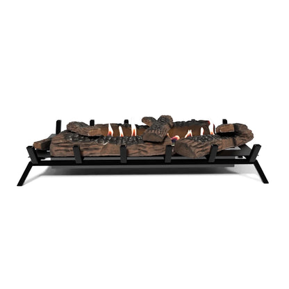 Large 80cm Biofuel Bioethanol Fire Basket & Grate-"The Delaney" with 9 Ceramic Log Pieces