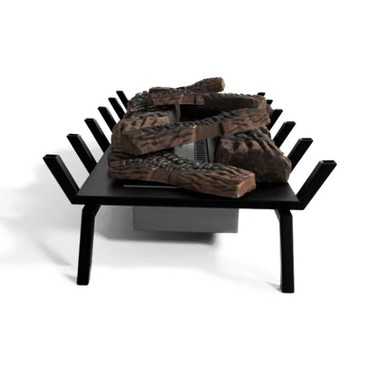 Large 80cm Biofuel Bioethanol Fire Basket & Grate-"The Delaney" with 9 Ceramic Log Pieces