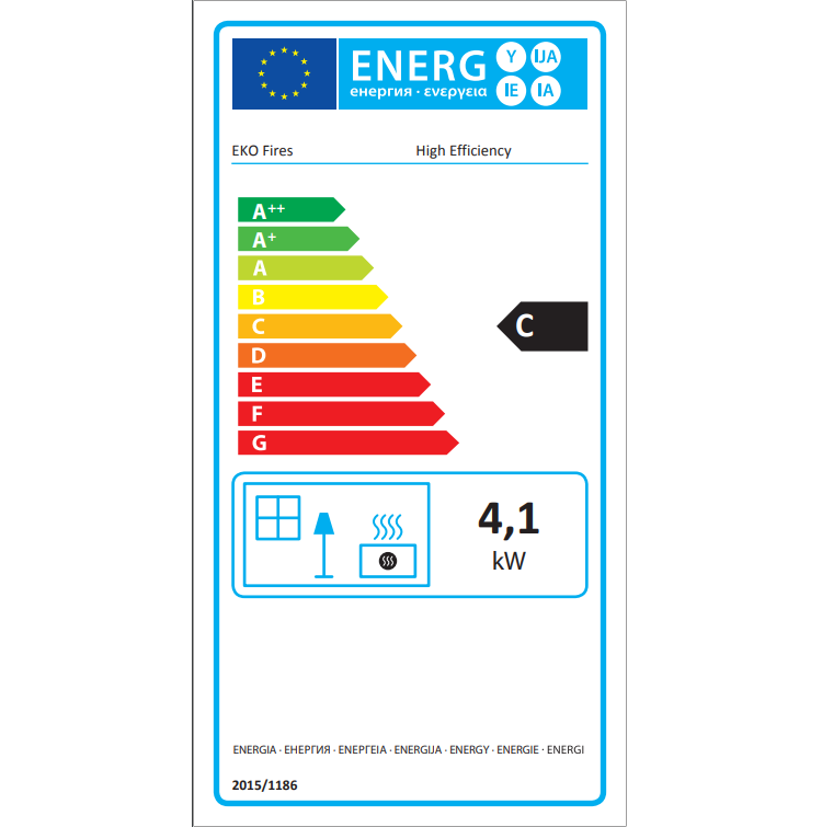 Ekofire 4015 Slimline Glass Fronted Coal Effect Gas Fire - The Maynooth