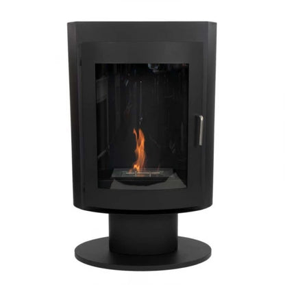 Danish ScandiFlame Eliptic Trenton Oval Shaped Biofuel Stove with Pedestal Closed Door flame