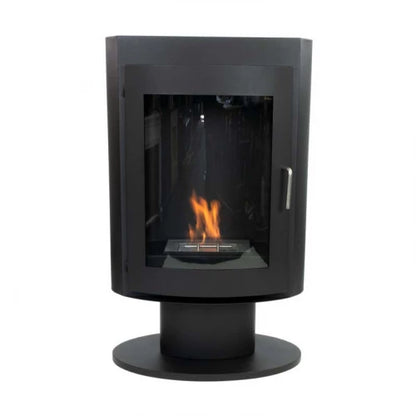 Danish ScandiFlame Eliptic Trenton Oval Shaped Biofuel Stove with Pedestal Closed Door flame