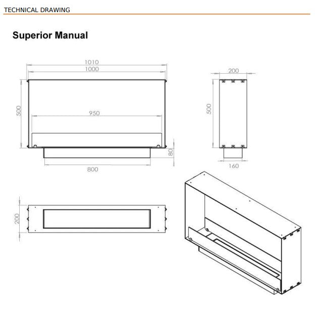 ScandiFlame Foco 1T Meter Double Side Bioethanol Tunnel Fire.