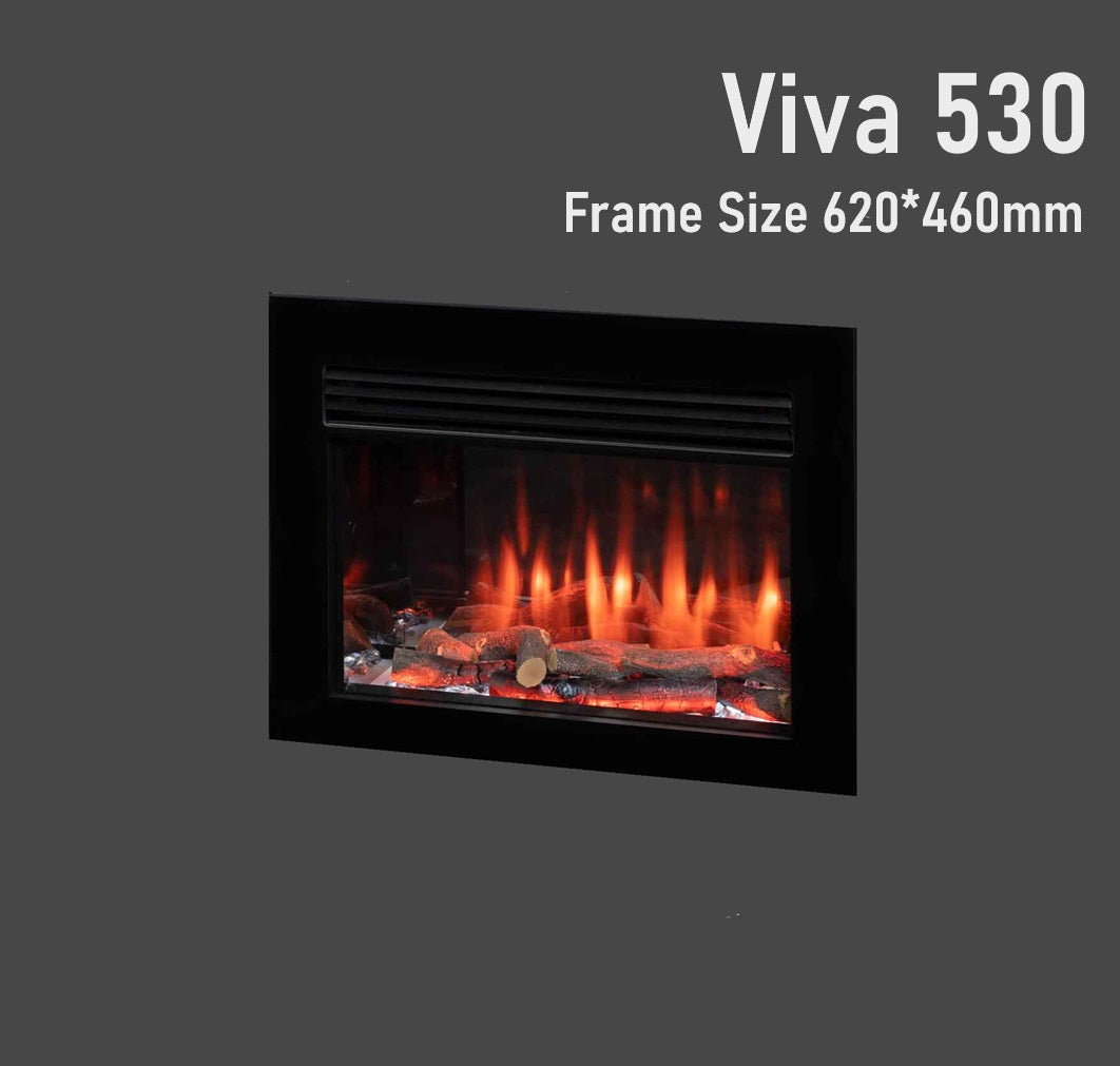 Iconic Viva 530 Log Effect Electric Fire with Brushed Steel Frame