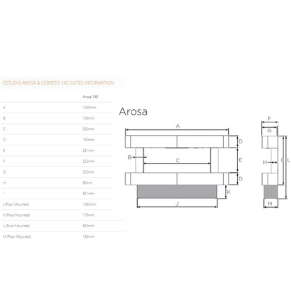 Gazco eStudio Arosa 140 Floor Mounted Electric Fire