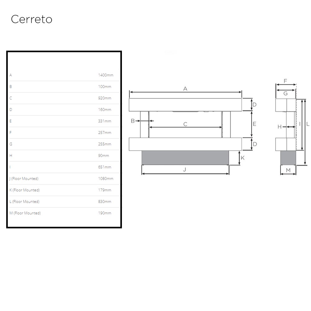 Gazco eStudio Cerreto 140 Floor Mounted Electric Fire